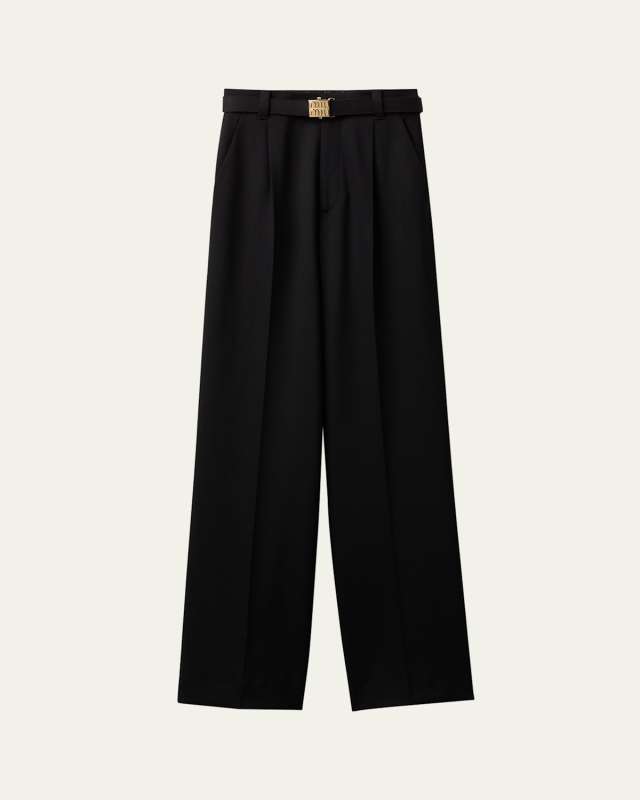 Pleated Grain De Poudre Pants